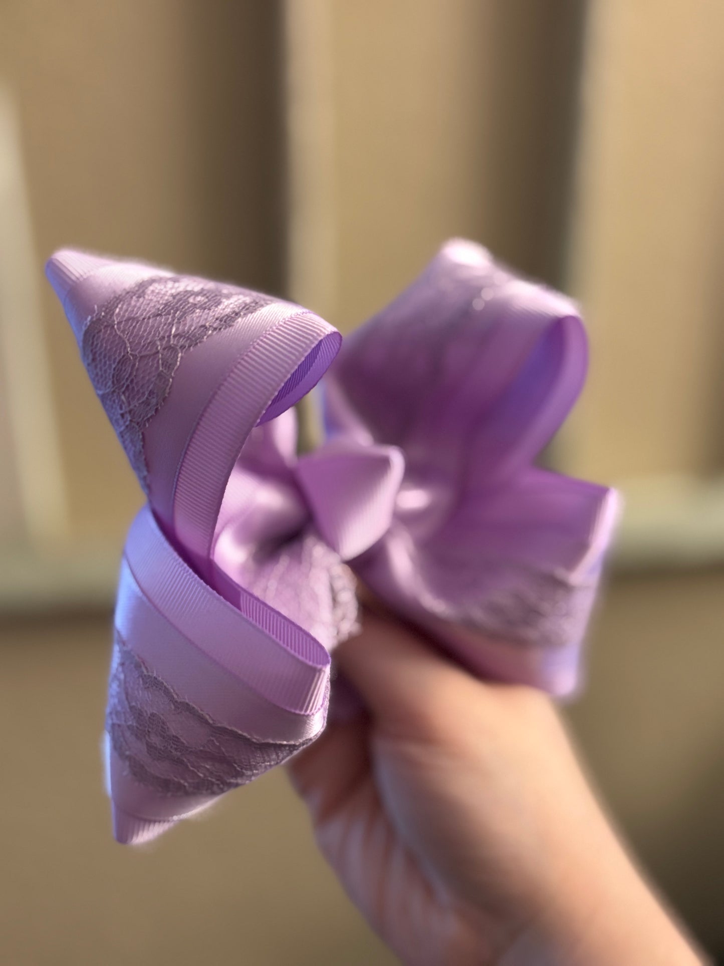 Purple Satin Lace Hair Bow