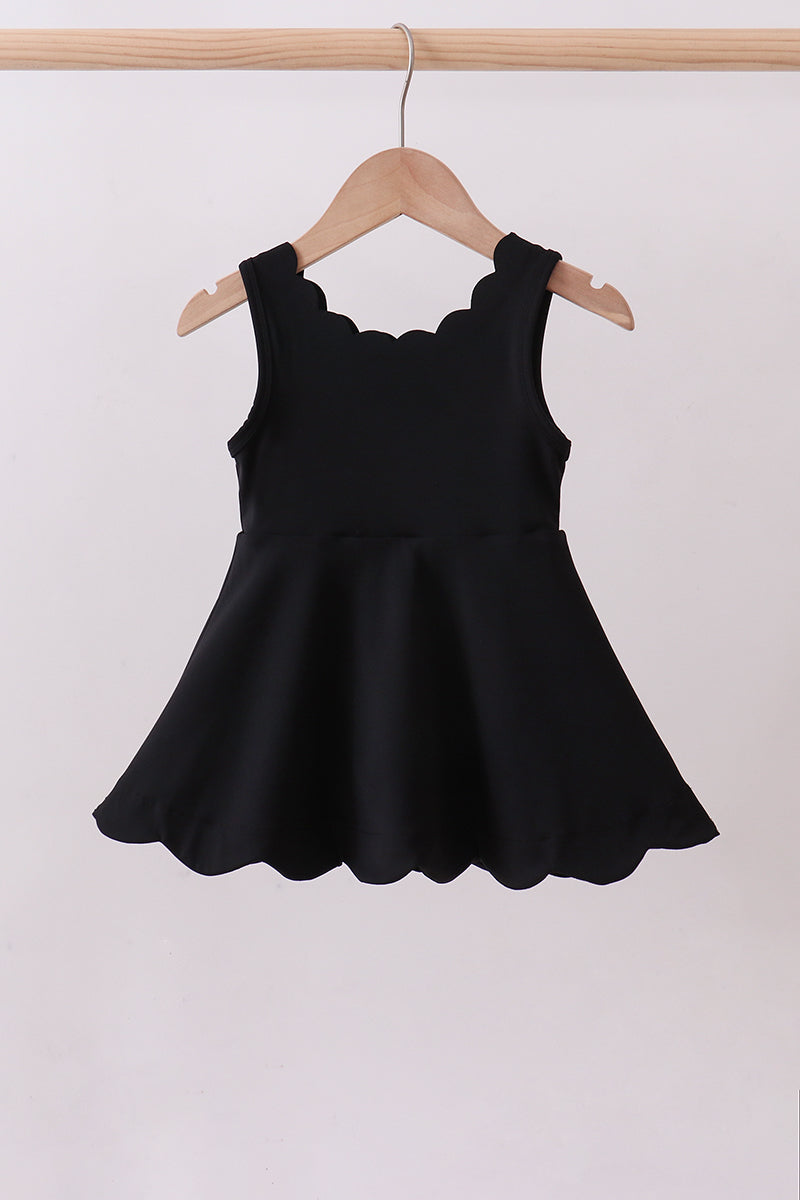 Black Scalloped Active Mom & Me Dress