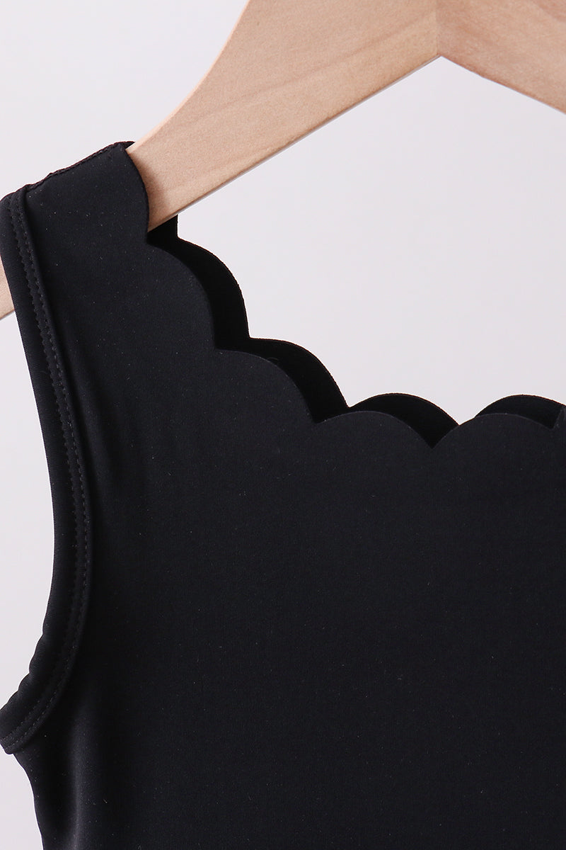 Black Scalloped Active Mom & Me Dress