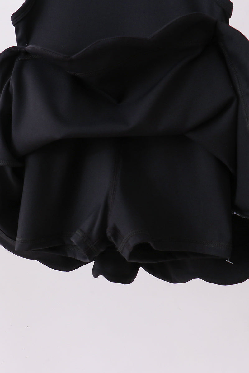 Black Scalloped Active Mom & Me Dress