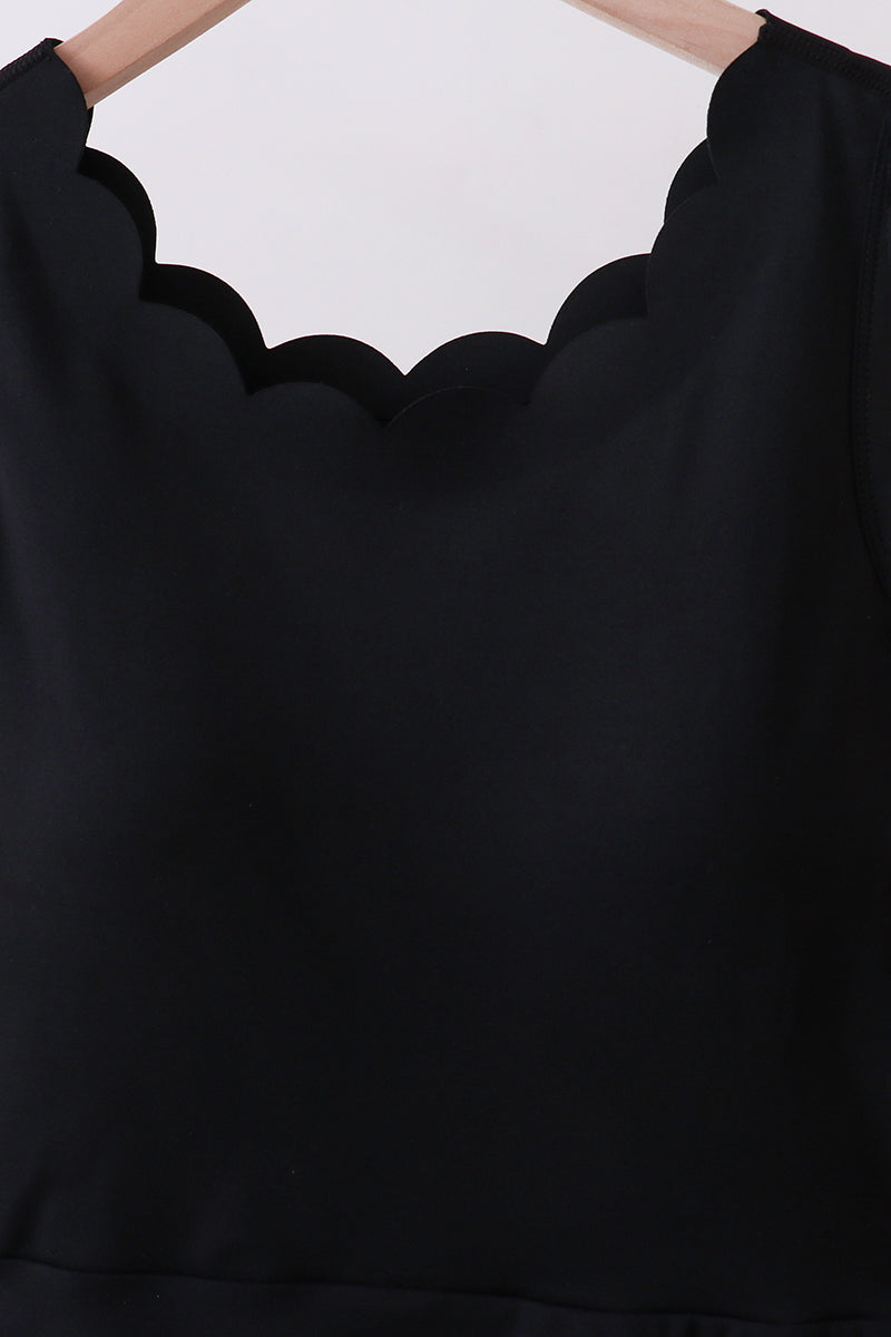 Black Scalloped Active Mom & Me Dress