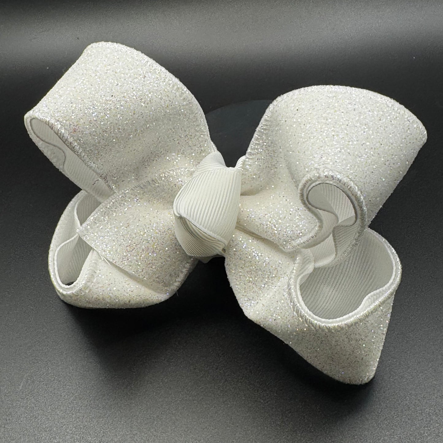 White Glitter Hair Bow