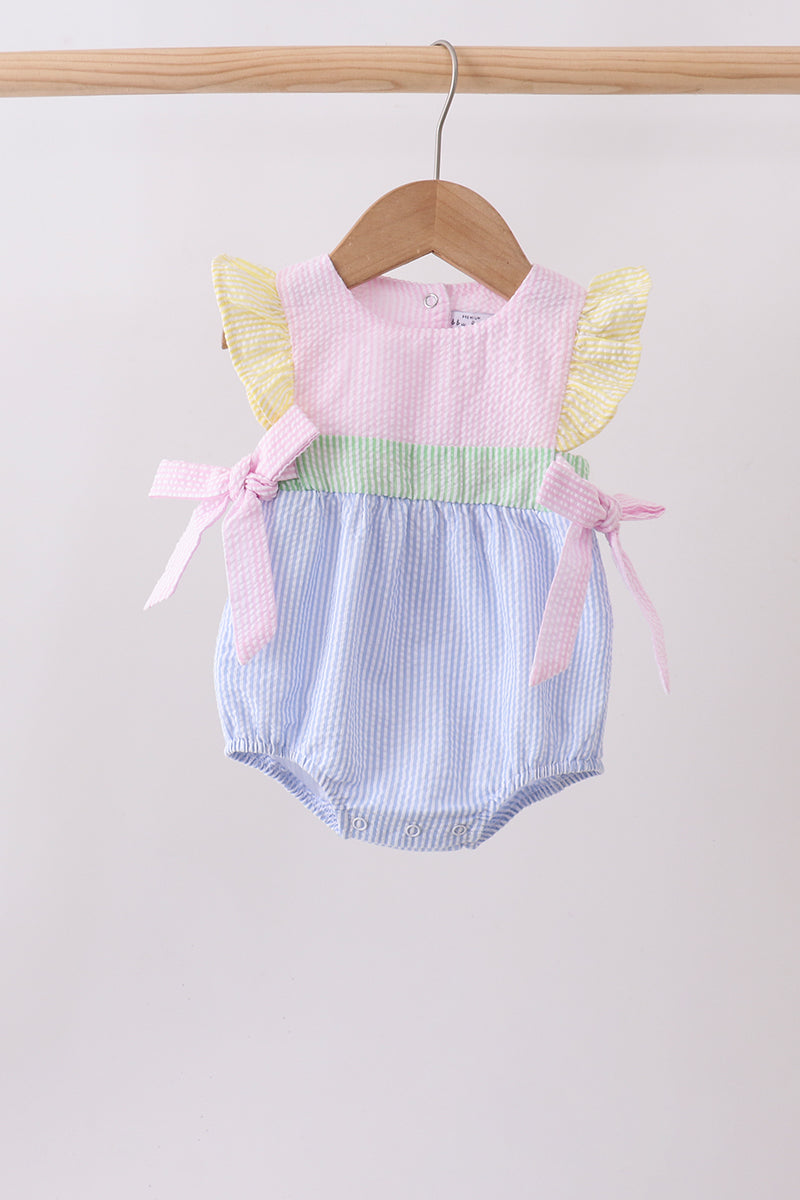 Pink & Blue Seersucker Ruffle Bubble