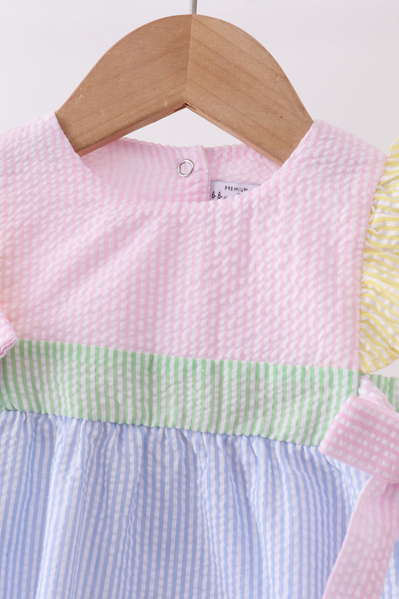 Pink & Blue Seersucker Ruffle Bubble