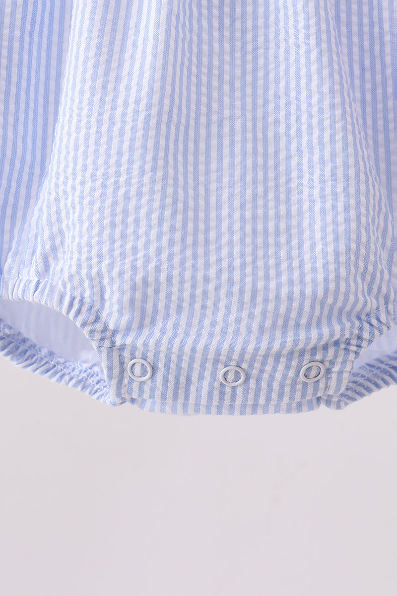Pink & Blue Seersucker Ruffle Bubble