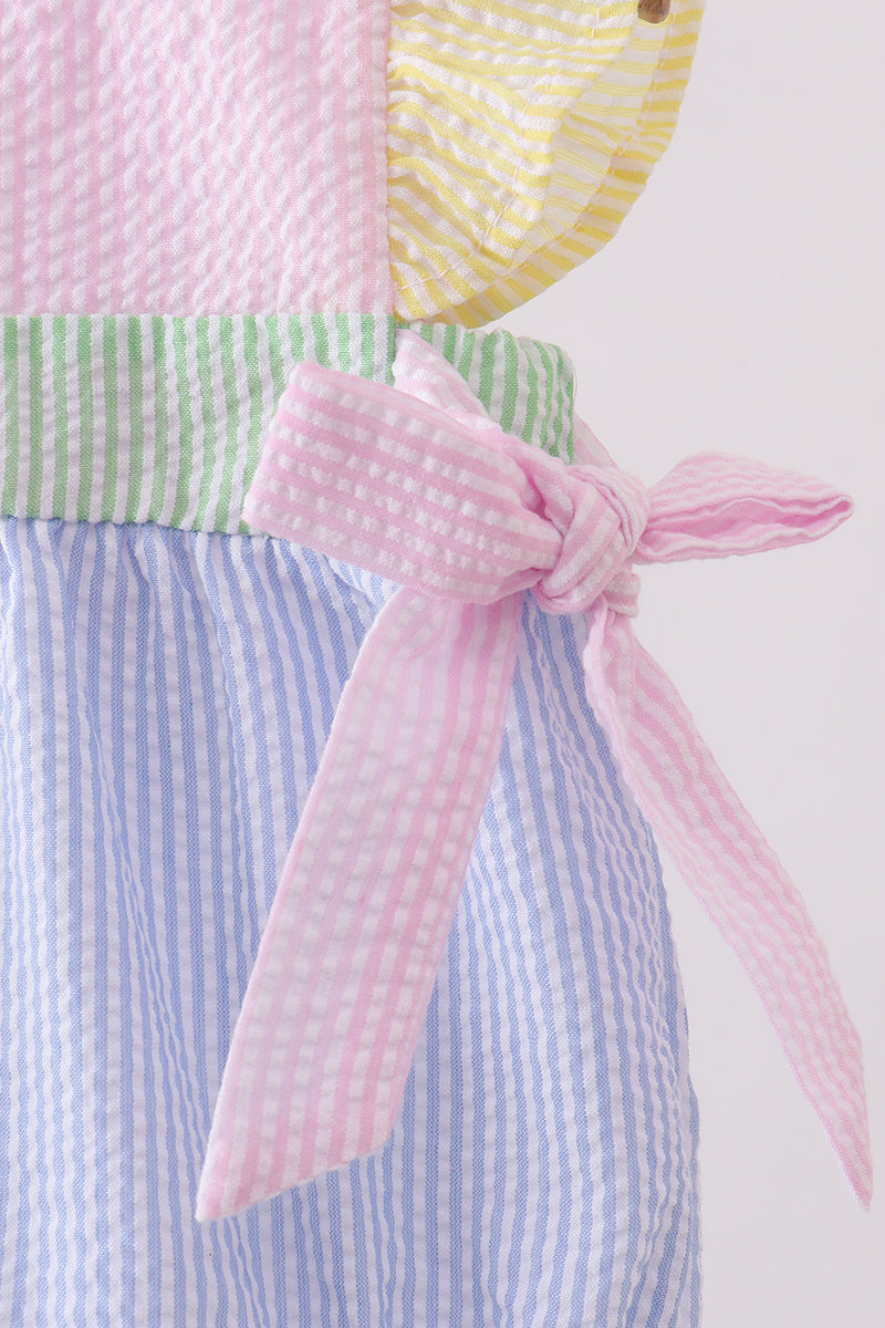 Pink & Blue Seersucker Ruffle Bubble