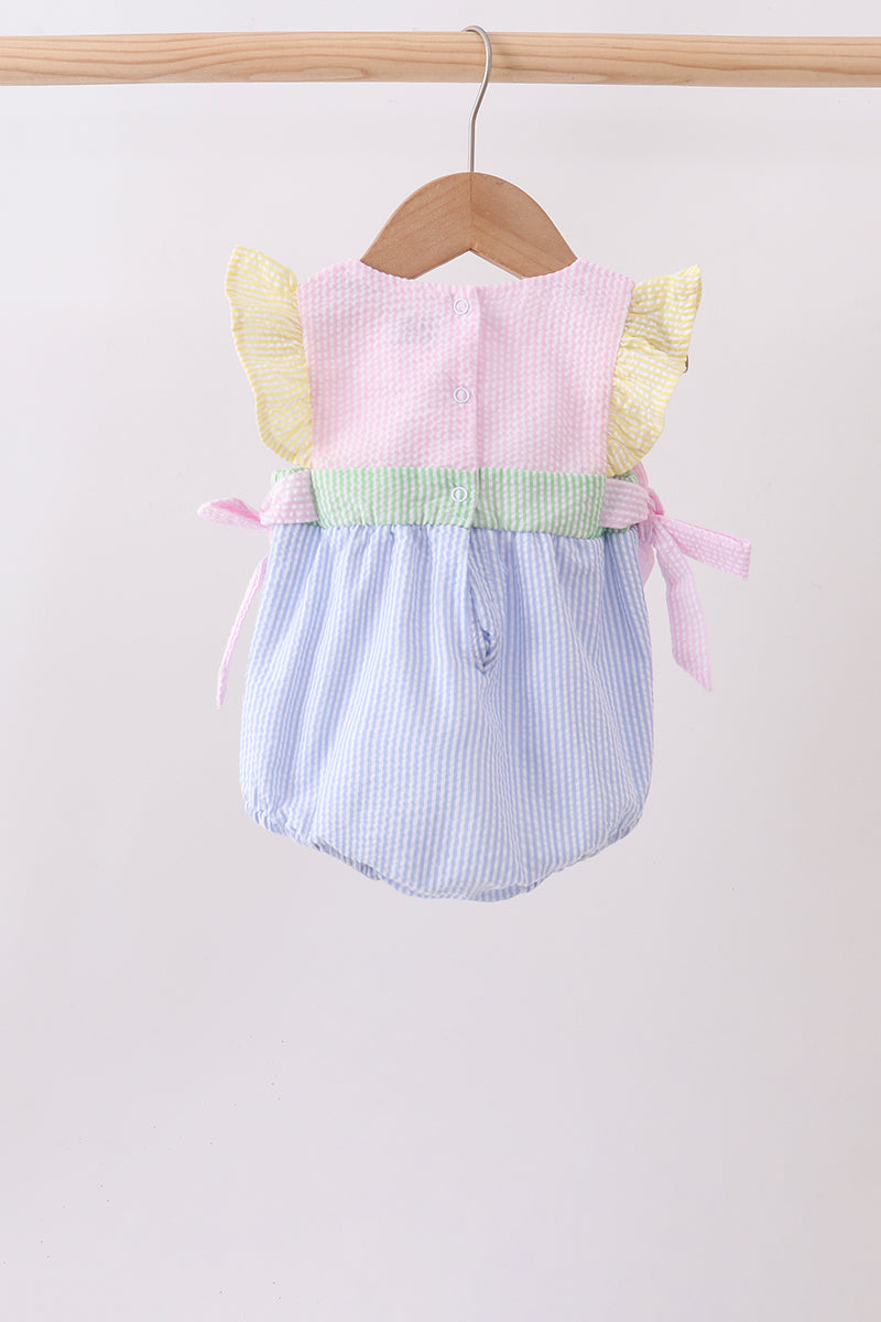 Pink & Blue Seersucker Ruffle Bubble