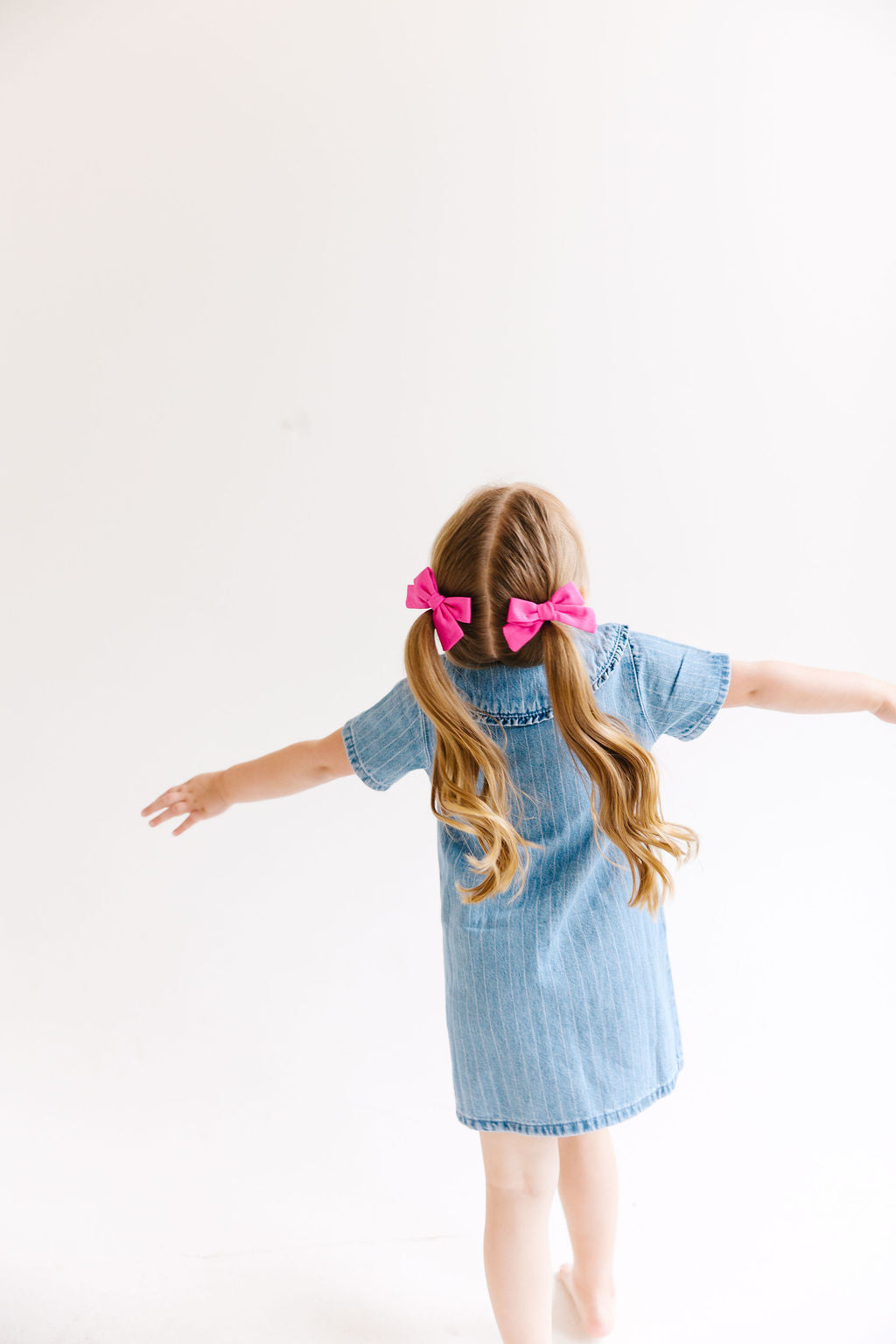Pink Mini Solid Pinwheel Pigtail Bow Set