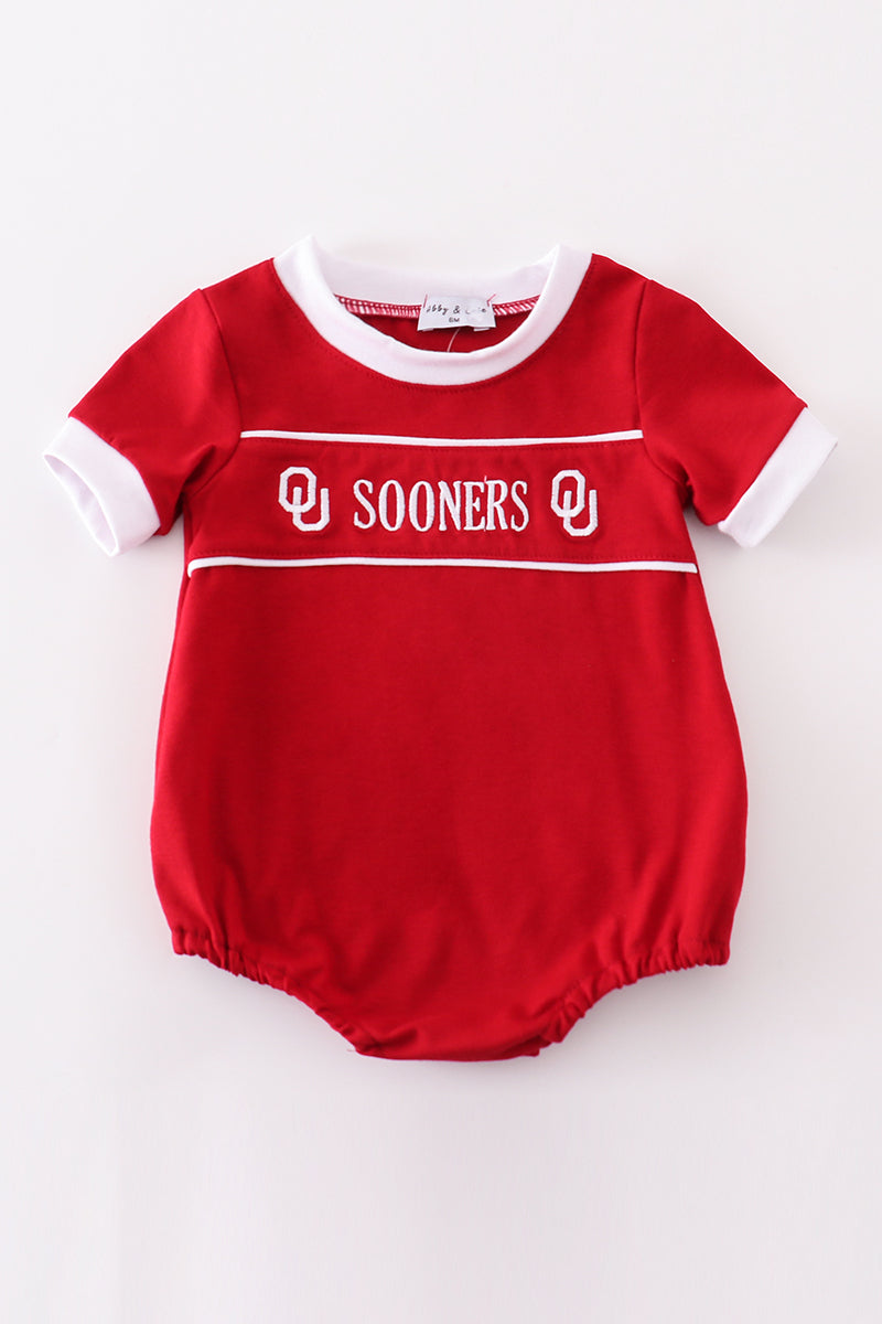 Red Sooners Embroidery Boy Bubble