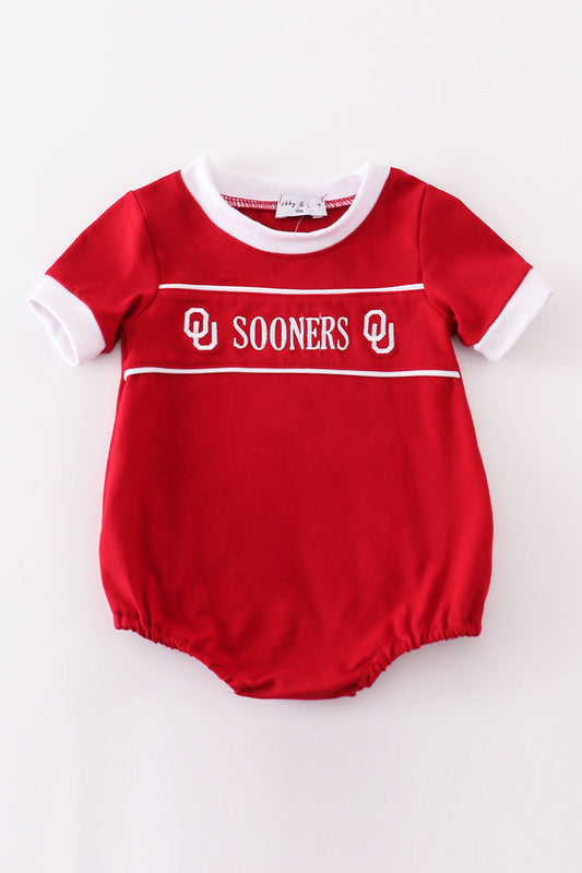 Red Sooners Embroidery Boy Bubble