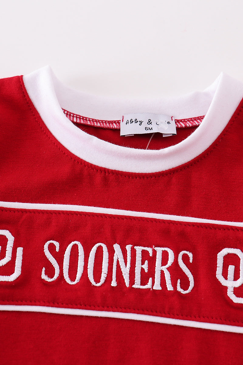 Red Sooners Embroidery Boy Bubble