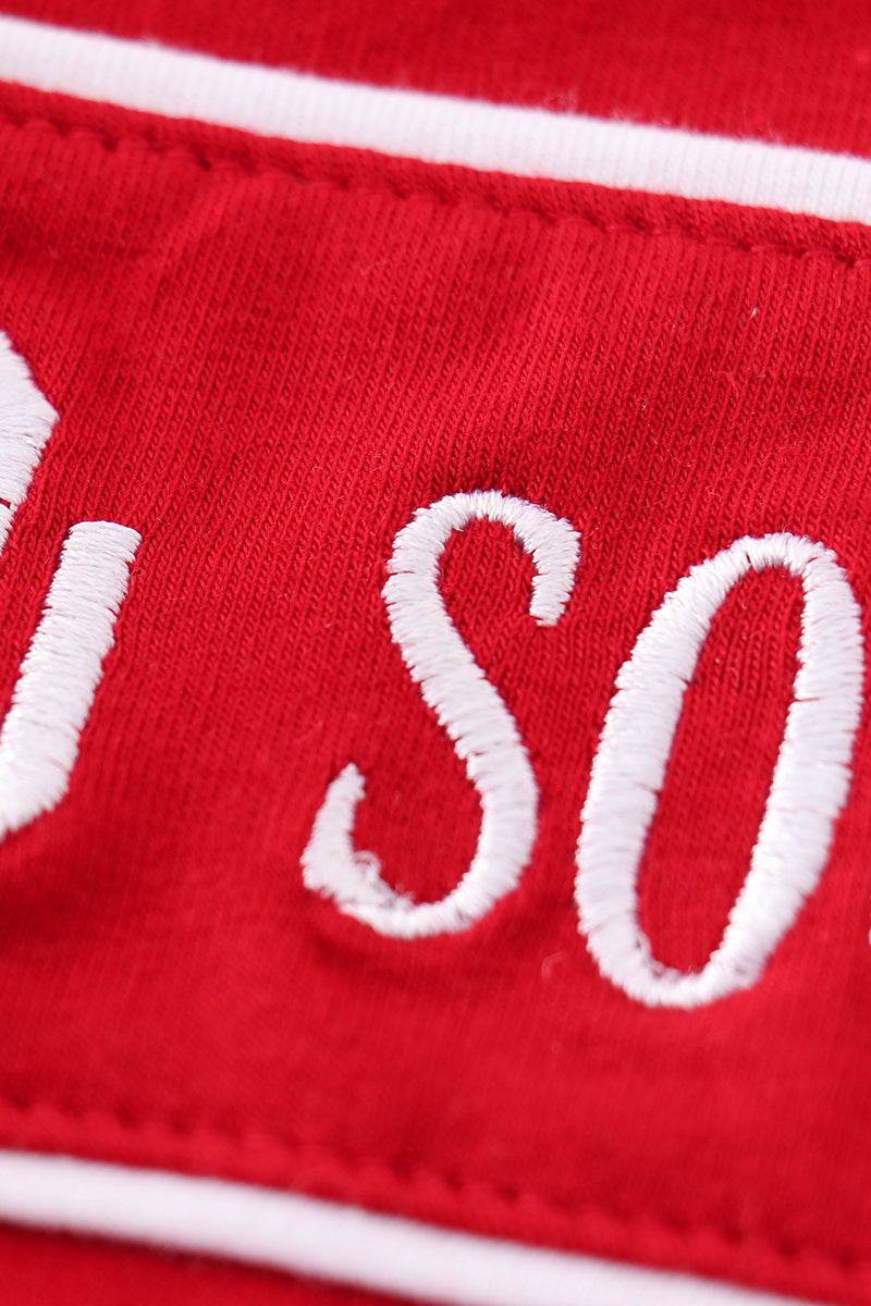 Red Sooners Embroidery Boy Bubble