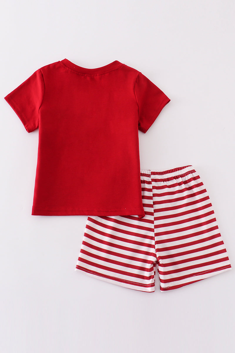 Red Sooners Embroidery Boy Set